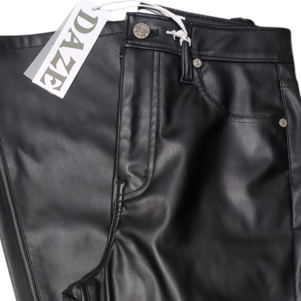 DAZE Black Faux Leather Pants Size  24 - Picture 2 of 8